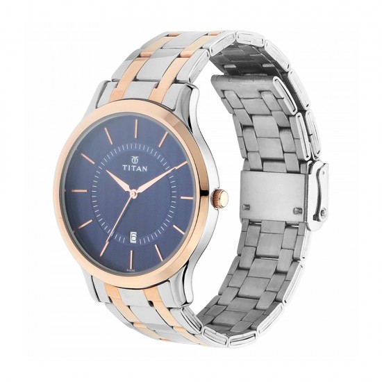 Titan Quartz 1825KM01 Blue Dial Stainless Steel Strap Quartz Men's Watch Titan Quartz 1825KM01 Blue Dial Stainless Steel Strap Quartz Men's Watch