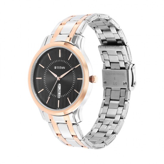 Titan Karishma 1825KM02 Black Dial Stainless Steel Strap Quartz Men's Watch Titan Karishma 1825KM02 Black Dial Stainless Steel Strap Quartz Men's Watch