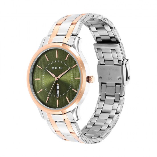 Titan Karishma 1825KM03 Green Dial Stainless Steel Strap Quartz Men's Watch