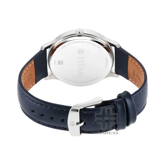 Titan Yan & Yang 1825SL04 Blue Dial Leather Strap Men Watch