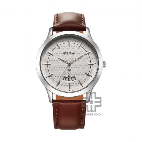 Titan Karishma 1825SL15 Silver Dial Leather Strap Quartz Men's Watch