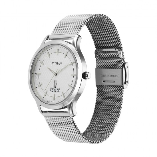 Titan Karishma 1825SM10 Silver Dial Stainless Steel Strap Quartz Men's Watch Titan Karishma 1825SM10 Silver Dial Stainless Steel Strap Quartz Men's Watch
