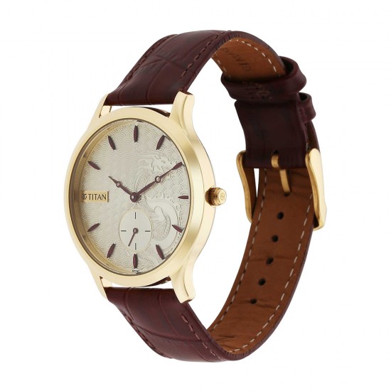 Titan Tet 1825YL07 Light Champagne Dial Leather Strap Men's Watch Titan Tet 1825YL07 Light Champagne Dial Leather Strap Men's Watch