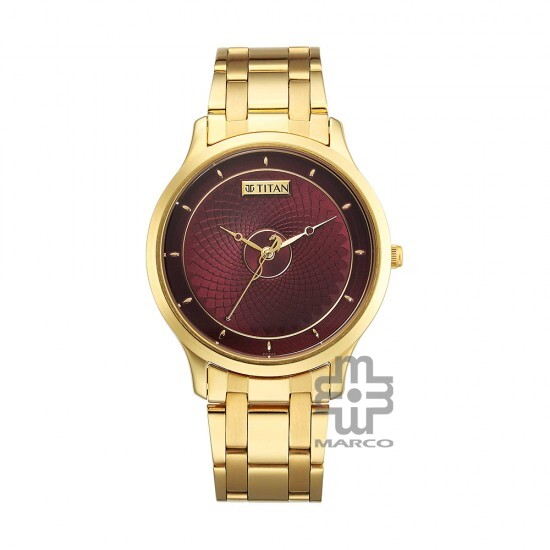 Titan Tet 1825YM09 Red Dial Stainless Steel Strap Men's Watch