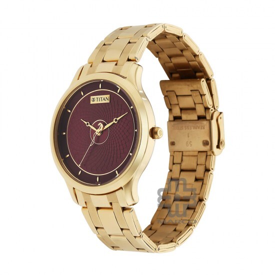Titan Tet 1825YM09 Red Dial Stainless Steel Strap Men's Watch