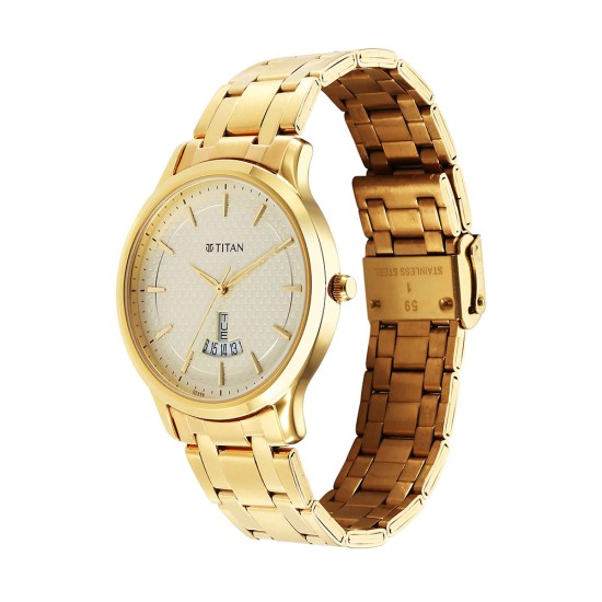 Titan Karishma 1825YM12 Champagne Dial Stainless Steel Strap Men's Watch Titan Karishma 1825YM12 Champagne Dial Stainless Steel Strap Men's Watch