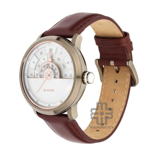 Titan Grandmaster 1828QL02 White Dial Leather Strap Men's Watch