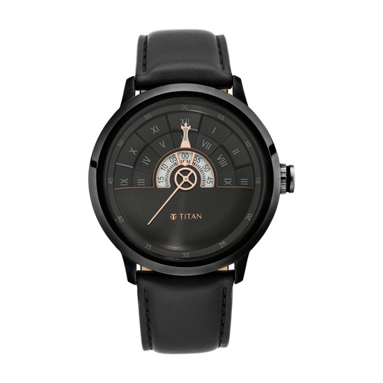 Titan Grandmaster 1828QL03 Black Dial Leather Strap Quartz Men's Watch Titan Grandmaster 1828QL03 Black Dial Leather Strap Quartz Men's Watch
