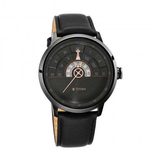 Titan Grandmaster 1828QL03 Black Dial Leather Strap Quartz Men's Watch Titan Grandmaster 1828QL03 Black Dial Leather Strap Quartz Men's Watch