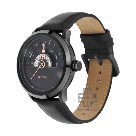 Titan Grandmaster 1828QL03 Black Dial Leather Strap Quartz Men's Watch