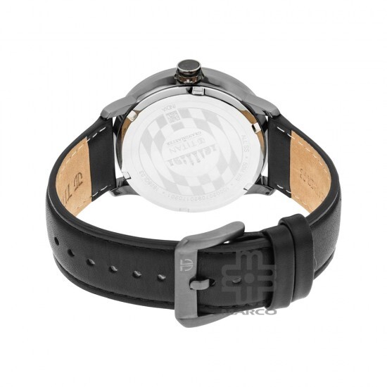 Titan Grandmaster 1828QL03 Black Dial Leather Strap Quartz Men's Watch