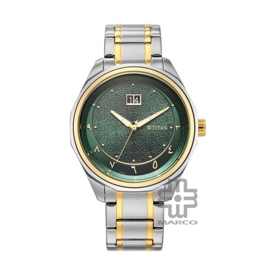 Titan Noor Collection 1829BM03 Green Dial Stainless Steel Strap Men Watch