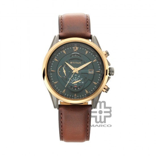 Titan Maritime 1830KL02 Green Dial Leather Strap Quartz Men's Watch