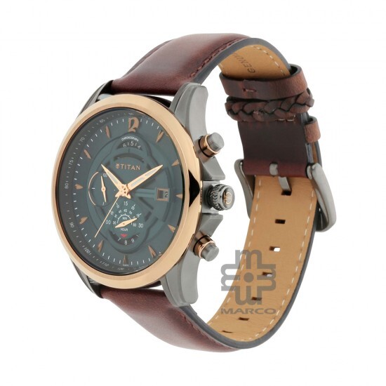 Titan Maritime 1830KL02 Green Dial Leather Strap Quartz Men's Watch