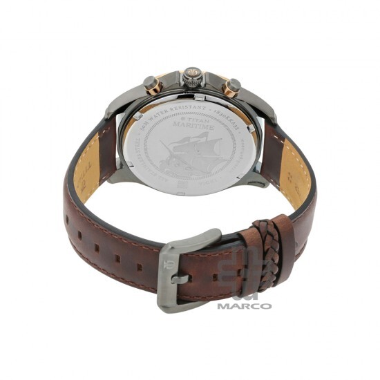 Titan Maritime 1830KL02 Green Dial Leather Strap Quartz Men's Watch