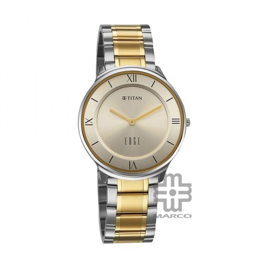 Titan Edge Gleam 1843BM01 Champagne Dial Stainless Steel Strap Men Watch