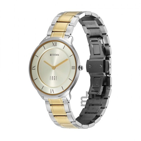 Titan Edge Gleam 1843BM01 Champagne Dial Stainless Steel Strap Men Watch
