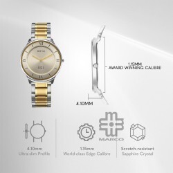 Titan Edge Gleam 1843BM01 Champagne Dial Stainless Steel Strap Men Watch