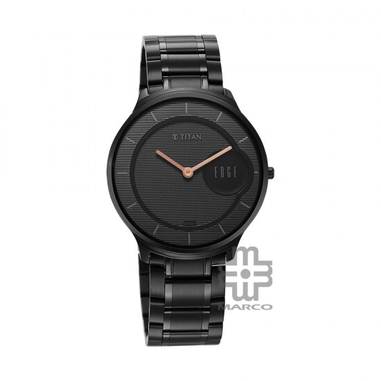 Titan Edge Metal 1843NM03 Black Dial Stainless Steel Strap Men Watch