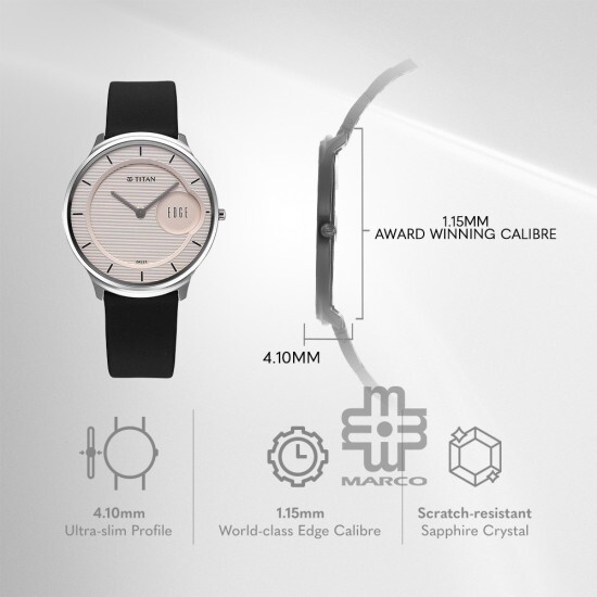 Titan Edge Baseline 1843SL02 Pink Dial Leather Strap Men Watch