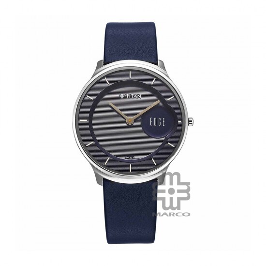 Titan Edge Baseline 1843SL03 Blue Dial Leather Strap Men Watch