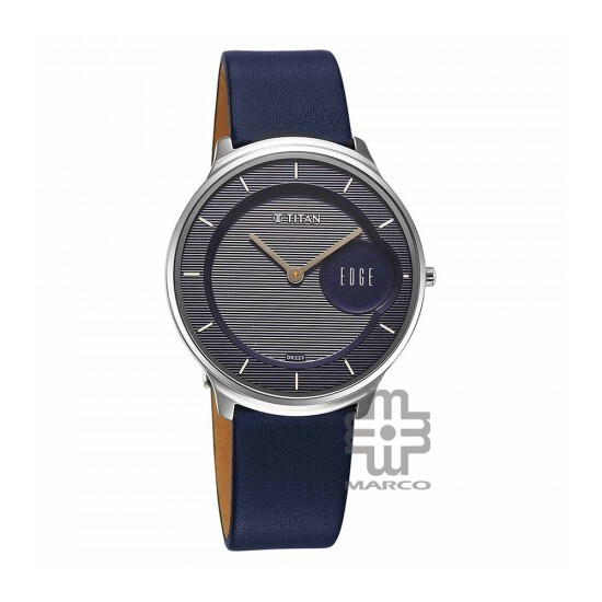 Titan Edge Baseline 1843SL03 Blue Dial Leather Strap Men Watch