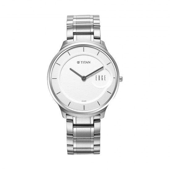 Titan Edge Metal 1843SM02 Silver Dial Stainless Steel Strap Men Watch