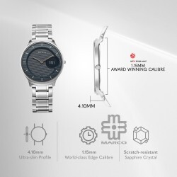 Titan Edge Murals 1843SM03 Blue Dial Stainless Steel Strap Men Watch