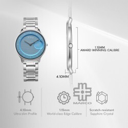 Titan Edge Murals 1843SM04 Blue Dial Stainless Steel Strap Men Watch