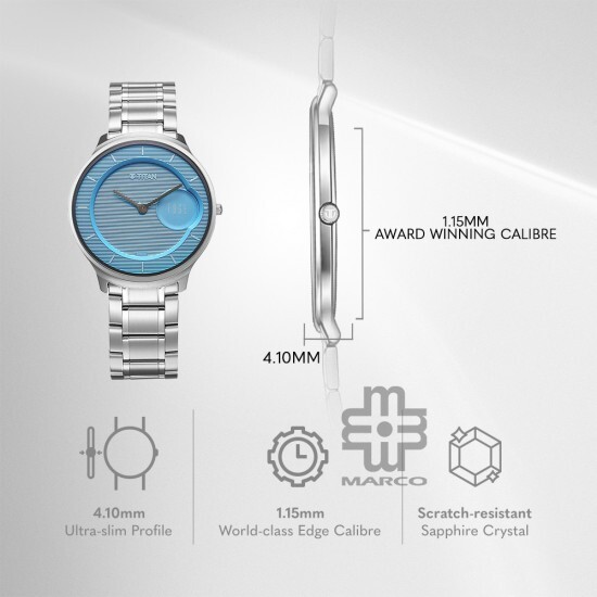 Titan Edge Murals 1843SM04 Blue Dial Stainless Steel Strap Men Watch