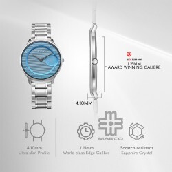 Titan Edge Murals 1843SM04 Blue Dial Stainless Steel Strap Men Watch