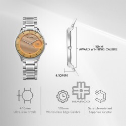 Titan Edge Murals 1843SM05 Yellow Dial Stainless Steel Strap Men Watch