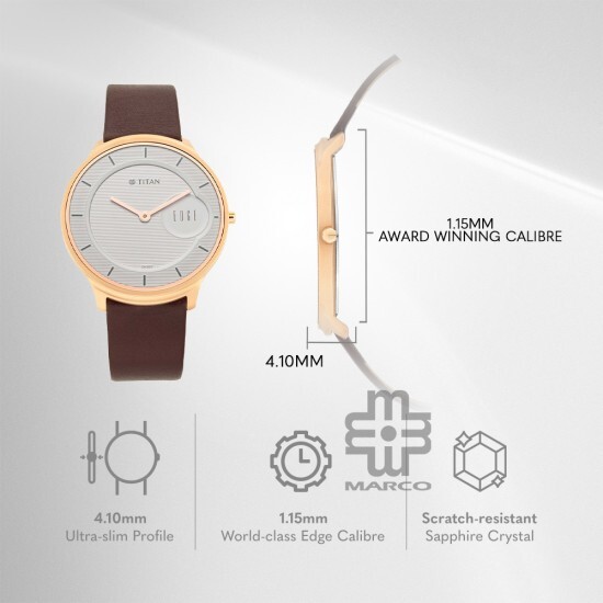 Titan Edge Baseline 1843WL01 White Dial Leather Strap Men Watch