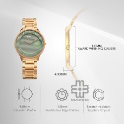 Titan Edge Murals 1843WM02 Green Dial Stainless Steel Strap Men Watch