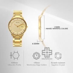 Titan Edge Gleam 1843YM02 Gold Dial Stainless Steel Strap Men Watch