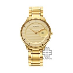 Titan Edge Metal 1843YM02 Gold Dial Stainless Steel Strap Men Watch