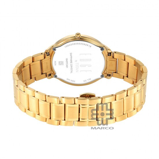 Titan Edge Gleam 1843YM02 Gold Dial Stainless Steel Strap Men Watch