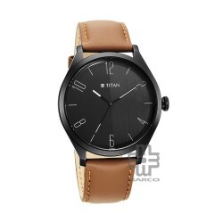 Titan Quartz 1865NL01 Black Dial Leather Strap Men Watch