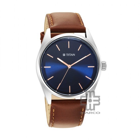 Titan Workwear 1866SL01 Blue Dial Leather Strap Quartz Men's Watch