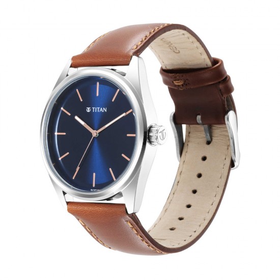 Titan Workwear 1866SL01 Blue Dial Leather Strap Quartz Men's Watch