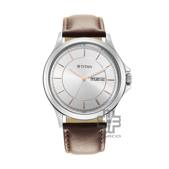 Titan Trendsetters 1870SL03 White Dial Leather Strap Quartz Men's Watch