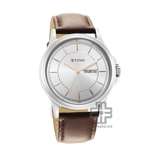 Titan Trendsetters 1870SL03 White Dial Leather Strap Quartz Men's Watch