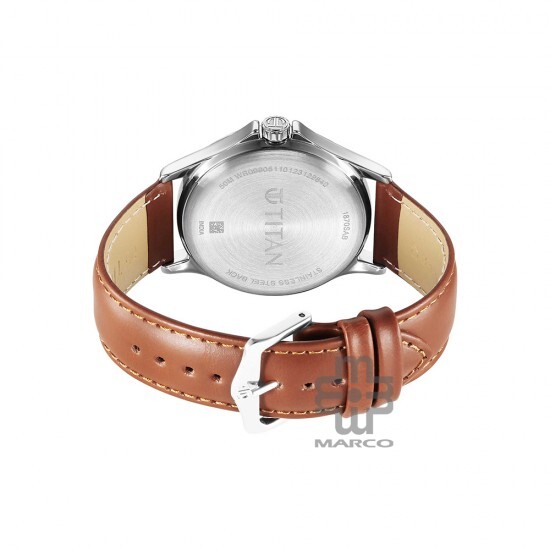 Titan Trendsetters 1870SL05 Black Dial Leather Strap Quartz Men's Watch