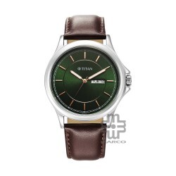 Titan Quartz 1870SL06 Green Dial Leather Strap Quartz Men's Watch