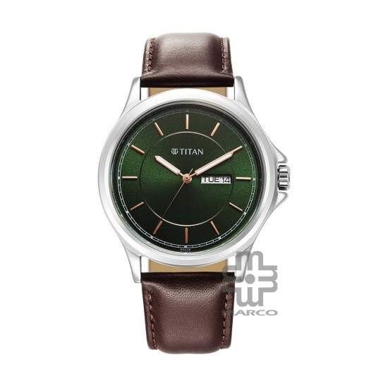 Titan Quartz 1870SL06 Green Dial Leather Strap Quartz Men's Watch