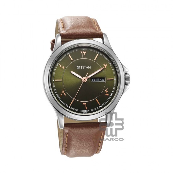 Titan Marhaba 1870SL08 Green Dial Leather Strap Quartz Men's Watch