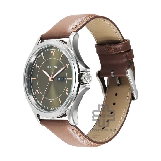Titan Marhaba 1870SL08 Green Dial Leather Strap Quartz Men's Watch