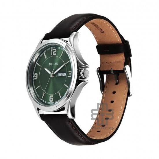 Titan Neo Arabic 1870SL12 Green Dial Leather Strap Men Watch
