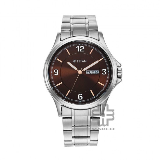 Titan Trendsetters 1870SM02 Brown Dial Stainless Steel Strap Quartz Men's Watch