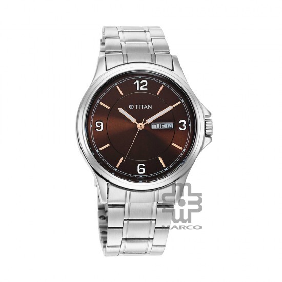 Titan Trendsetters 1870SM02 Brown Dial Stainless Steel Strap Quartz Men's Watch